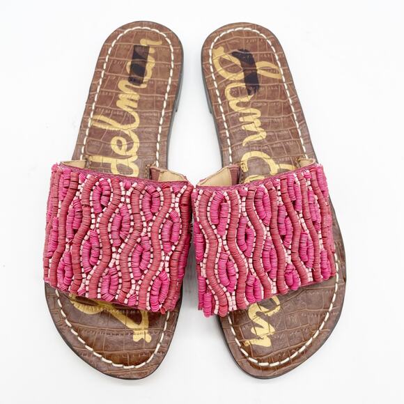 Sam Edelman Gunner Mini Girls Sandal Pink Brown Beaded Detail Size 3 - Picture 7 of 8